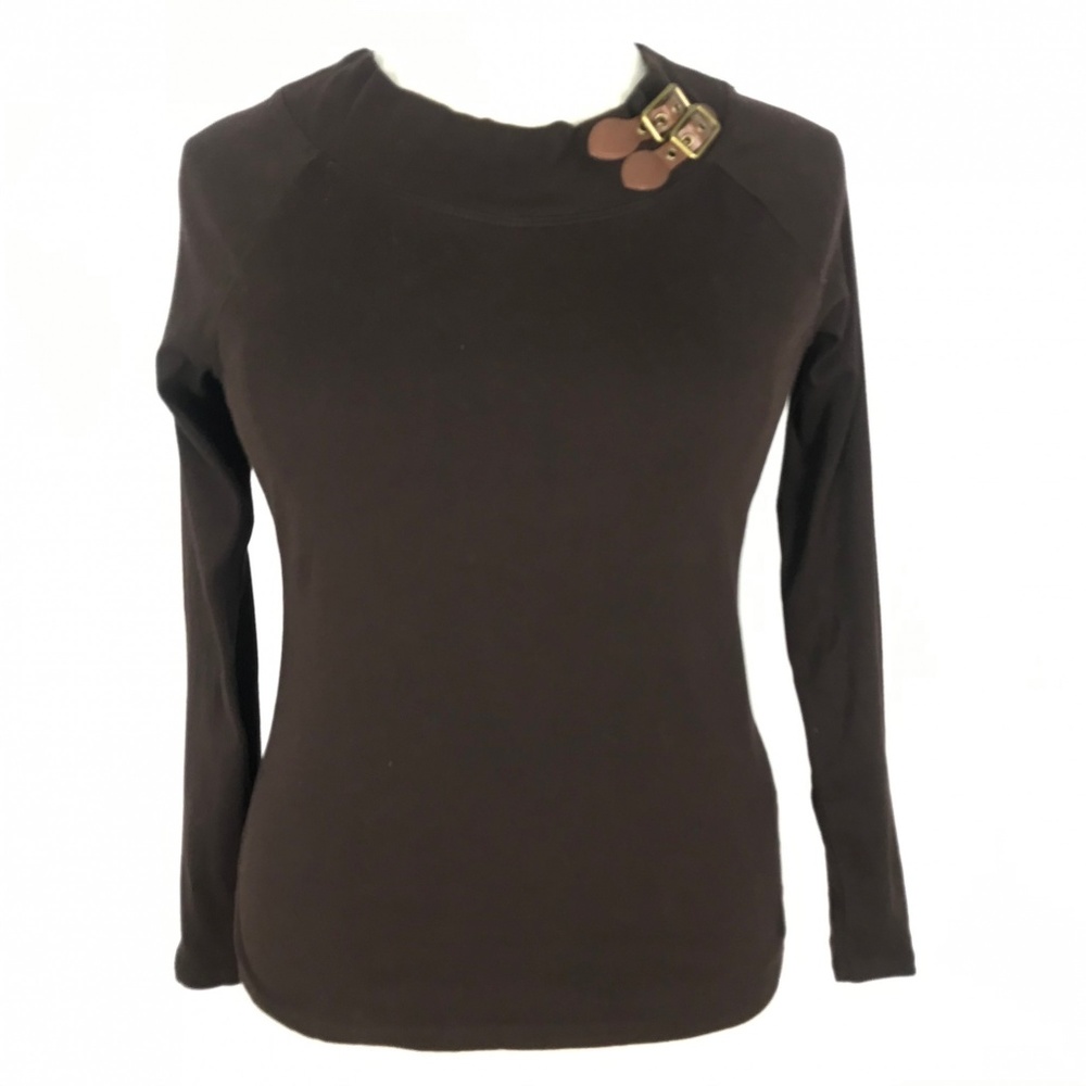 Ralph Lauren Women Brown Long Sleeve Knit Shirt XL